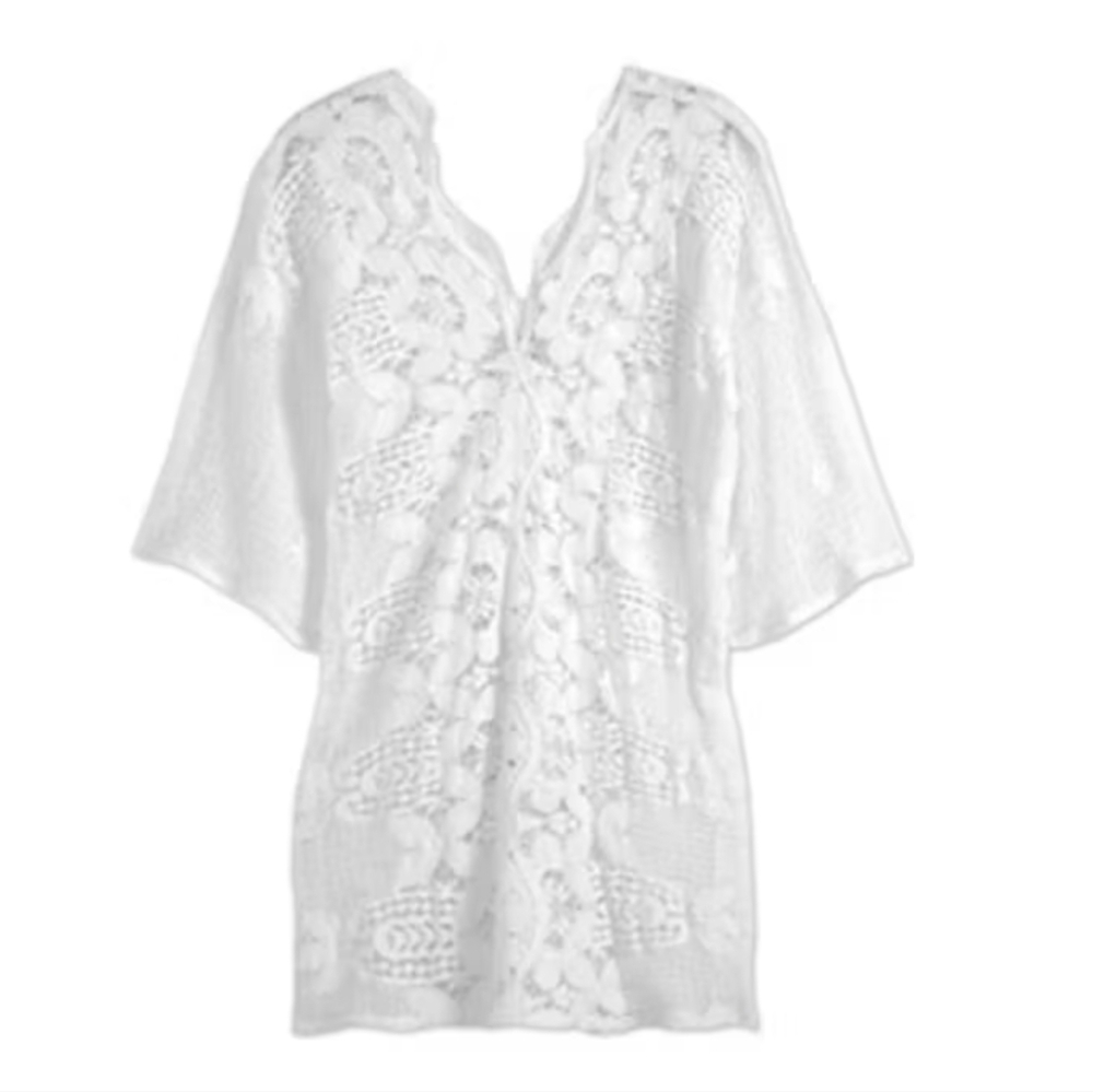 $575 Miguelina Natalie Scallop Lace Tunic Caftan XS Extra Small SWIM Cover Up - Picture 2 of 3